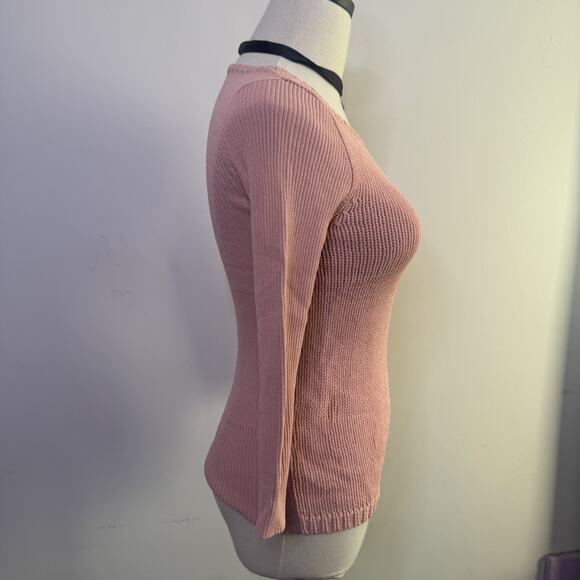 Vintage 2000s BCBG Pink Ribbed Knit Tunic Sweater • Alt Girl Grunge Fairy Y2K M - Picture 2 of 5